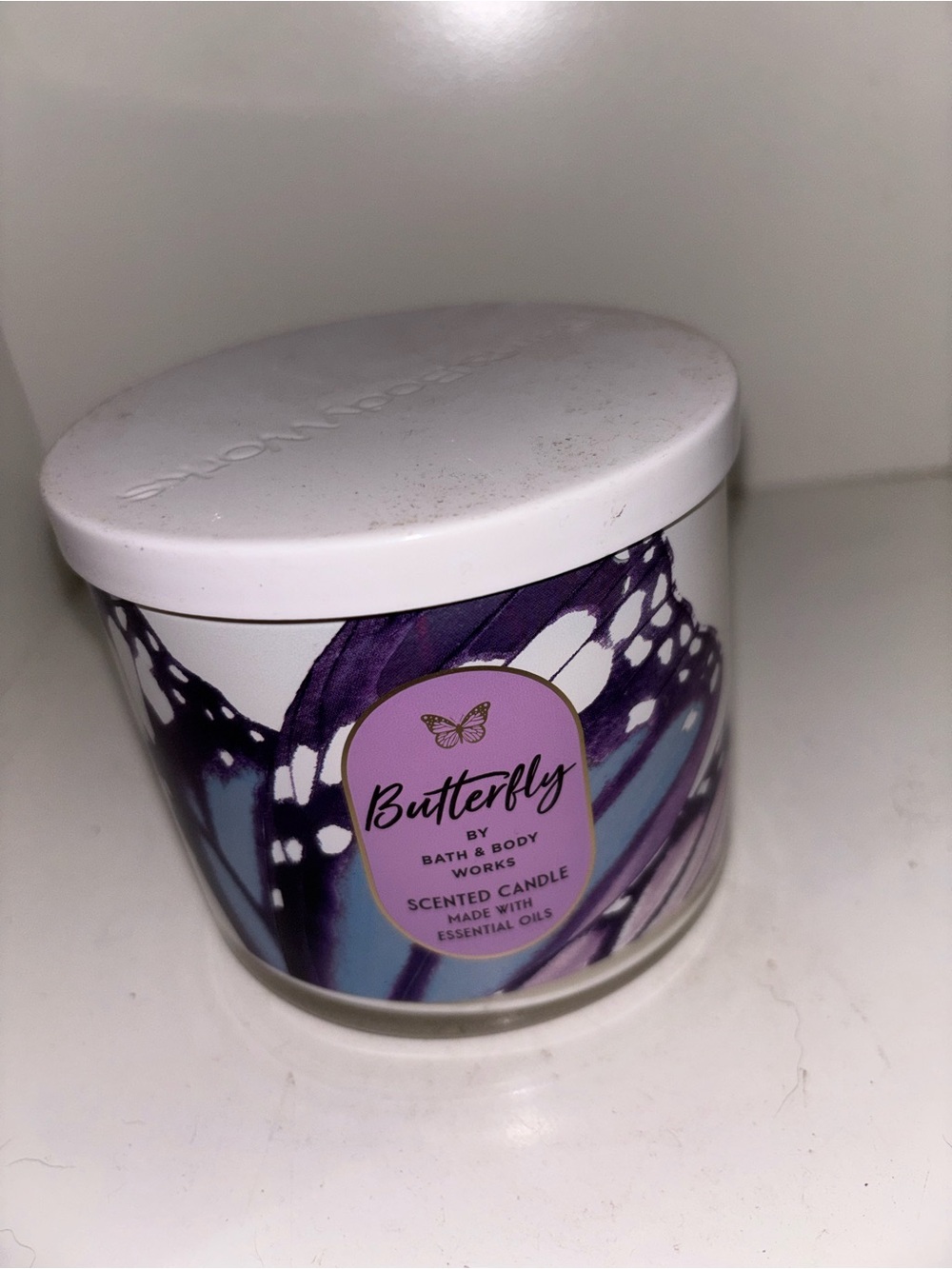 Bath & Body Works Butterfly Scented Candle - Purple & White